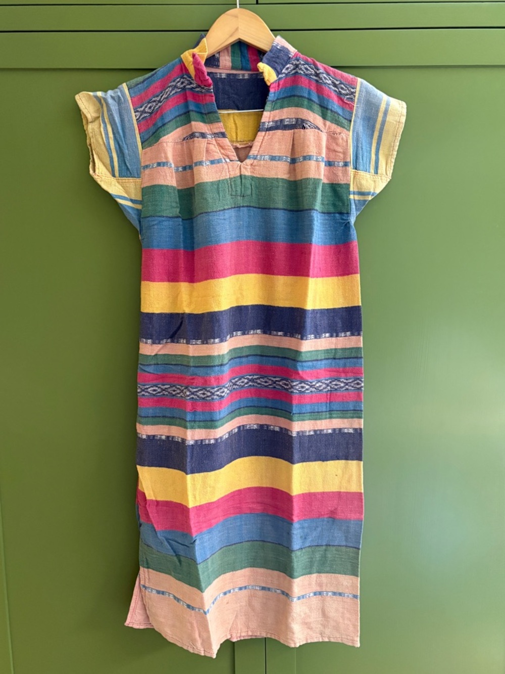 Vintage colorful handmade ethnic shirt dress